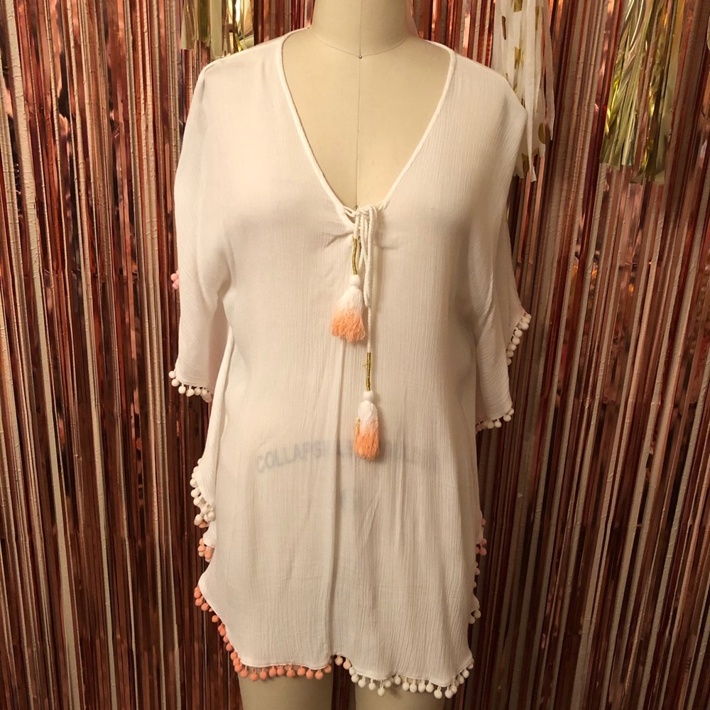 Ombré Pompom Tassel Swim Coverup